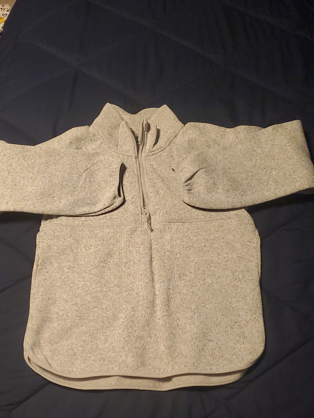 Girl's Light Gray Half-Zip Sweater Pullover
